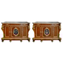 Pair Petra dura inlaid side cabinets, 19th Century.
